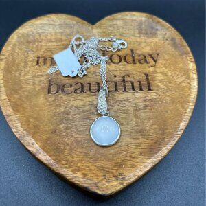 Avon Silver tone Necklace marked NRT white stone